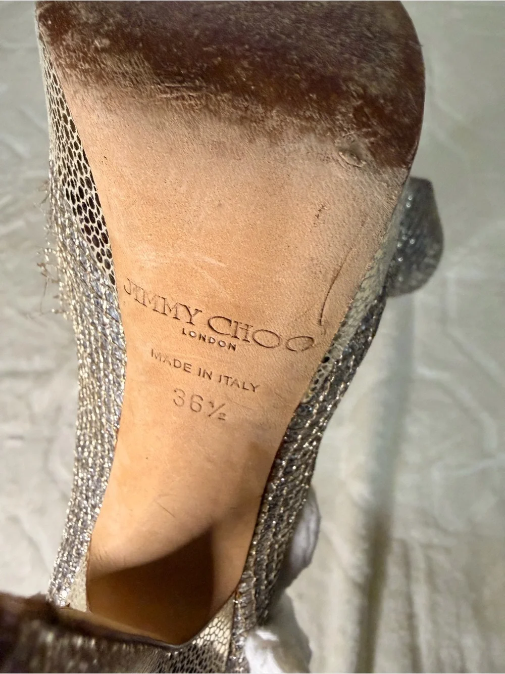Jimmy Choo Silver Glitter High Heel Pumps